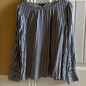 blue white and gold long sleeve Express top